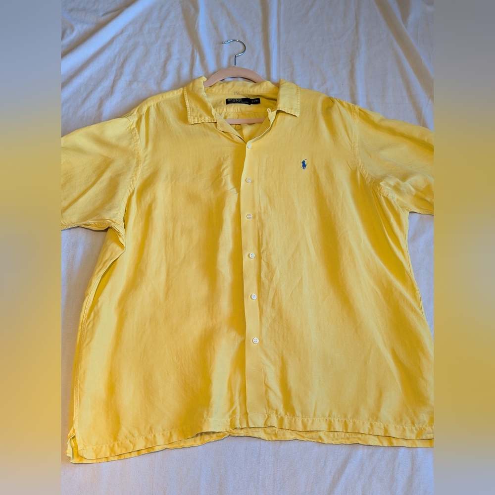 Polo Ralph Lauren Linen & Silk Button Up Loop Collar Camp Shirt Size Xxl Mens
